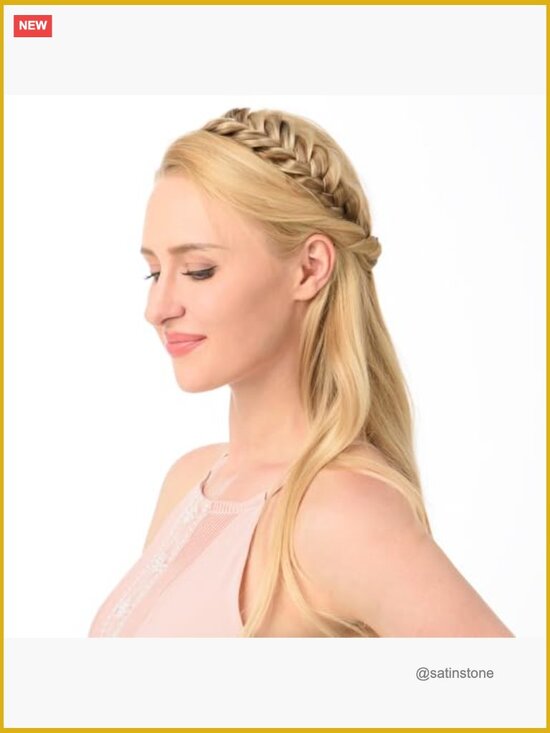 Synthetic Hair Braided Headband Hairpiece – Adjustable Strap Handmade main image 5